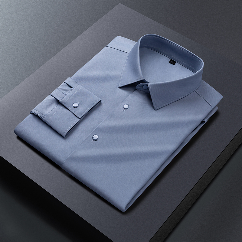 [M~5XL] เสื้อเชิ้ตแขนยาว สีเขียว สีเทา คุณภาพสูง สไตล์เกาหลี พลัสไซซ์ 3 สี สําหรับผู้ชาย