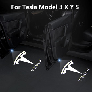 โคมไฟเลเซอร์ Led รูปโลโก้ผี สําหรับ Tesla Model 3 Y X S 2020 2021 2022 2023 2 ชิ้น