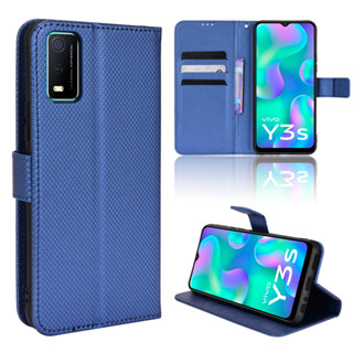 เคสโทรศัพท์หนัง PU ฝาพับ พร้อมช่องใส่บัตร และขาตั้ง สําหรับ VIVO Y3S VIVO Y3S2021 2021