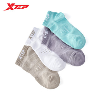 Xtep ถุงเท้าวิ่ง ผู้หญิง คละสี 3 คู่ กล่องของขวัญ แบน ระบายอากาศ สีเขียว