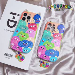 เคสโทรศัพท์มือถือ TPU นิ่ม ลายการ์ตูนมอนสเตอร์หูแมวน่ารัก พร้อมพวงกุญแจ สําหรับ iphone 14 13 12 11 pro max 14plus 14pro 13pro 12pro 11pro XSMAX XR X 7 8 Plus