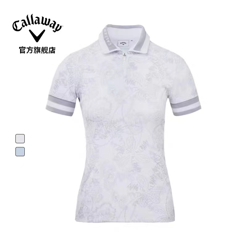 Callaway Golf Womens 23 Summer เสื้อยืดแขนสั้นผู้หญิงกีฬาเสื้อโปโลยืดหยุ่น