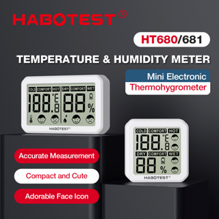 Habotest HT680 HT681 เครื่องวัดอุณหภูมิความชื้นดิจิทัล บลูทูธ หน้าจอ LCD 2 เทอร์โมมิเตอร์ ดิจิทัลอัจฉริยะ