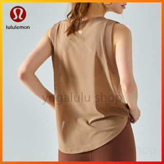 Lululemon เสื้อกล้าม ทรงหลวม พร้อมแผงตาข่ายสีเดียวกัน สําหรับเล่นกีฬา โยคะ DSG520