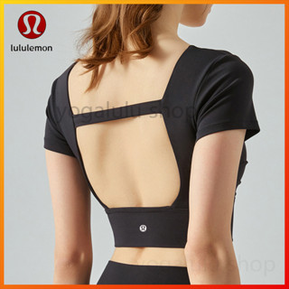 Lululemon ใหม่ เสื้อท็อป แขนสั้น จับจีบ เซ็กซี่ สําหรับเล่นโยคะ กีฬา DST498