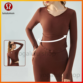 Lululemon ใหม่ เสื้อโยคะ กีฬา คอวี แขนยาว DSL637