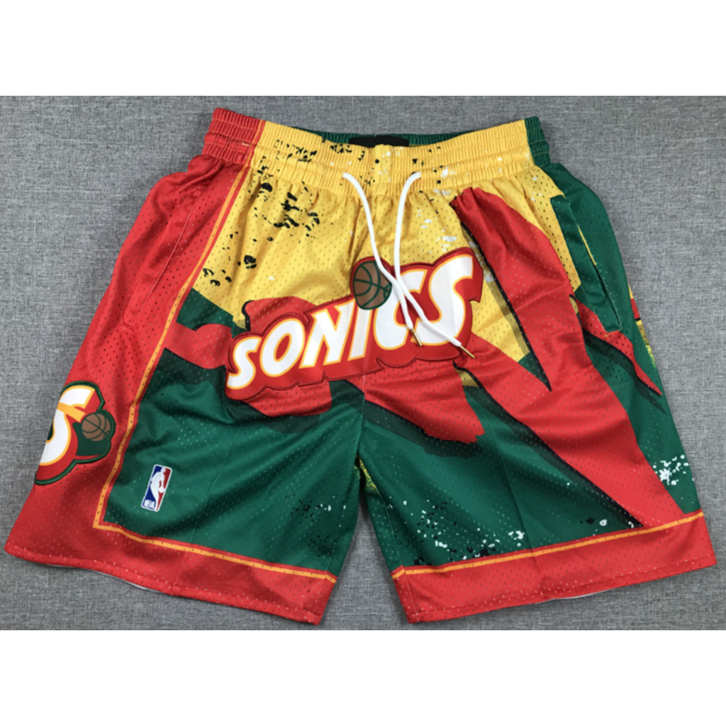 ใหม่ กางเกงขาสั้น ปักลาย NBA Seattle Supersonics SONICS Kevin Durant Gary Payton Shawn Kemp สีเขียว สําหรับผู้ชาย 2023