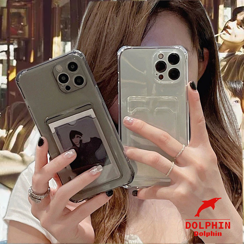 เคสโทรศัพท์มือถือ แบบใส พร้อมช่องใส่บัตร สําหรับ ไอโฟน 11 12 13 14 Pro Max SE2020 XR