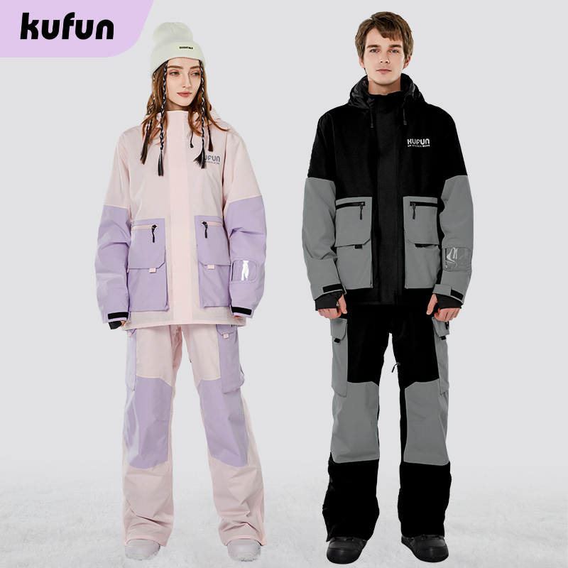Kufun ชุดสกี เสื้อกันหิมะ วีเนียร์ อุปกรณ์ที่อบอุ่น ผู้หญิง และผู้ชาย กันลม กันน้ํา