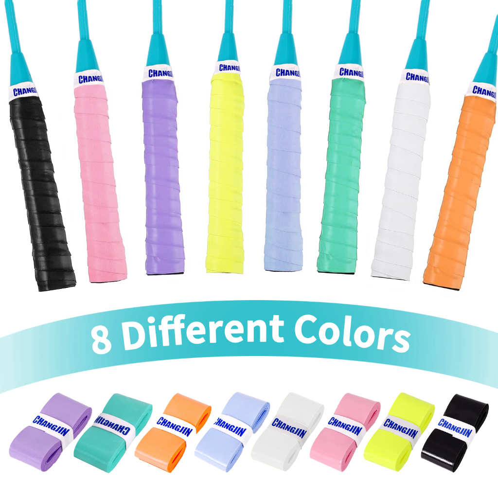 เทปพันด้ามจับไม้เทนนิส แบดมินตัน กันลื่น ดูดซับเหงื่อ สีแคนดี้ พร้อมกาว และกาว สําหรับพันคันเบ็ดตกปลา