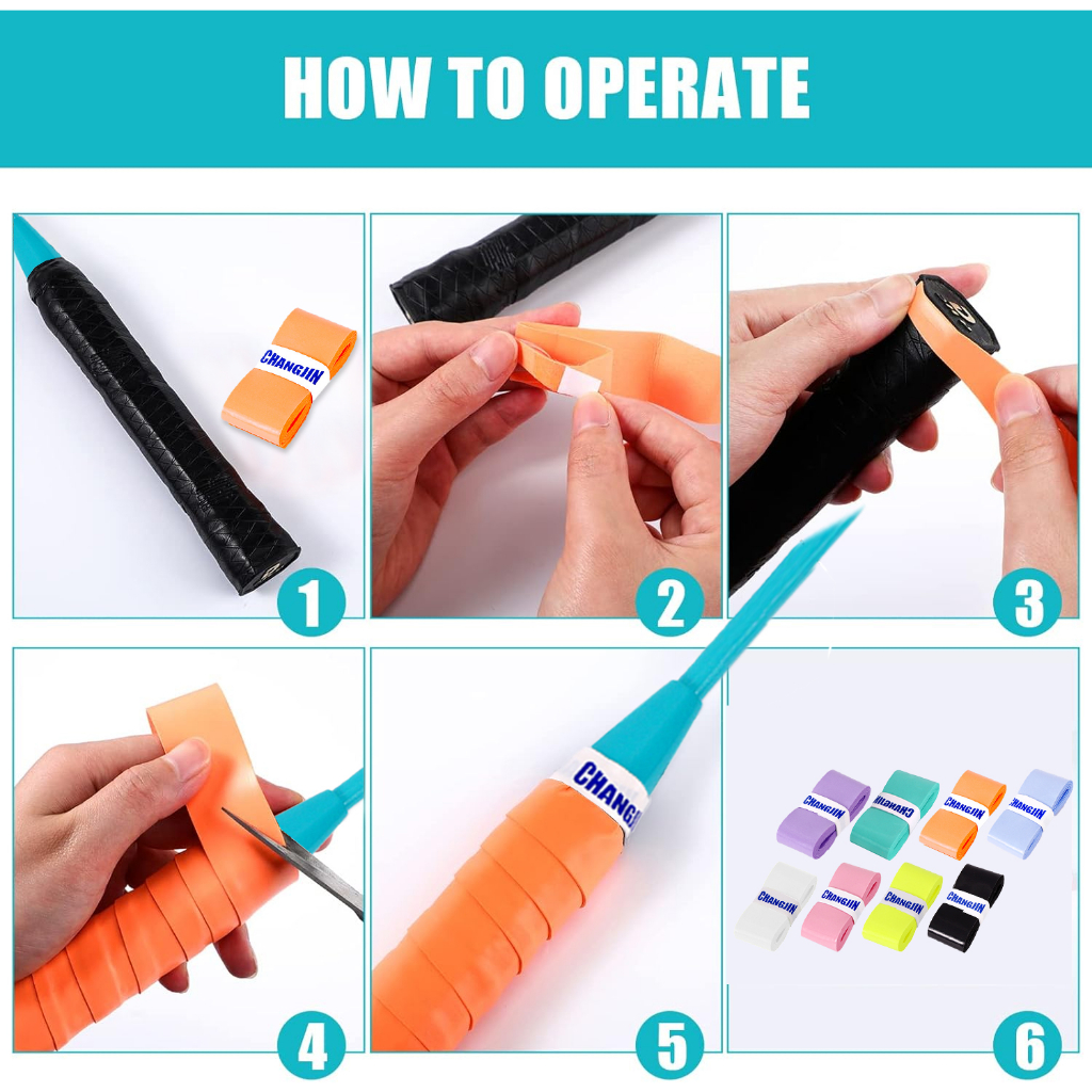 เทปพันด้ามจับไม้เทนนิส แบดมินตัน กันลื่น ดูดซับเหงื่อ สีแคนดี้ พร้อมกาว และกาว สําหรับพันคันเบ็ดตกปลา - รูปที่ 5