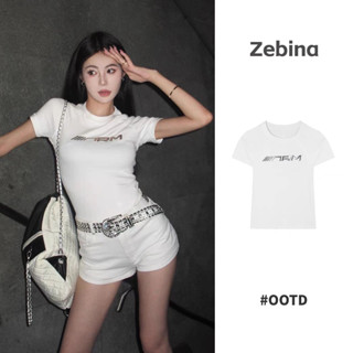 Zebina เสื้อยืดแขนสั้น เปิดไหล่ เอวเข้ารูป สีขาว แฟชั่นฤดูร้อน สําหรับผู้หญิง