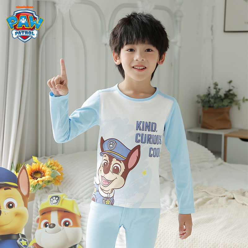 [ คลังสินค ้ าพร ้ อมจัดส ่ งฟรี ] Paw patrol ชุดนอนเด ็ กชายชุดฤดูใบไม ้ ร ่ วงฤดูหนาวผ ้ าฝ ้ ายการ ์ ตูนรอบคอชุดนอนเด ็ ก