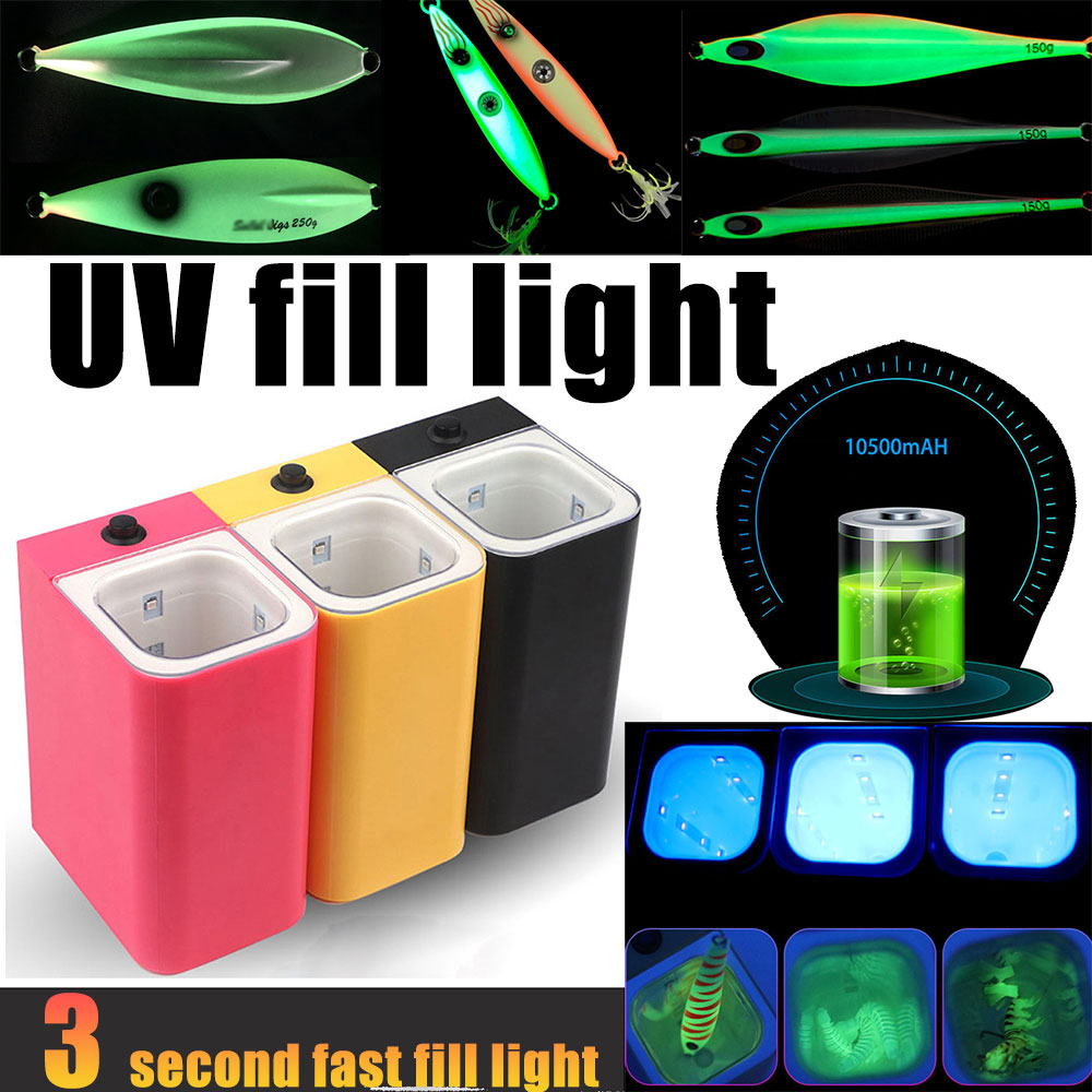 TRAINFISUltravioletโคมไฟ16-UV-LED 10500mah UV Fishing LureบรรจุโคมไฟLuminous JIGSโคมไฟUV Jigging