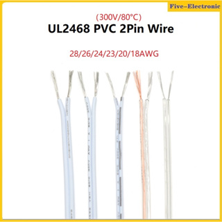 5M  UL2468 PVC Insulated Tinned Copper Cable 2Pin Electrical Wire Tinned Copper Double Core Insulated PVC Extension LED Strip Cable 18/20/22/24/26/28AWG สายเคเบิล PVC ฉนวนกันความร้อน