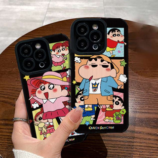 เคสโทรศัพท์มือถือหนัง แบบนิ่ม ลายการ์ตูนชินจัง สําหรับ iPhone 15 14 13 12 11 Pro X XS Max XR 7 8 Plus | Hn B106