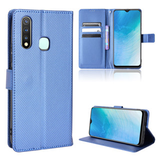 เคสโทรศัพท์หนัง PU ฝาพับ พร้อมช่องใส่บัตร ตั้งได้ สําหรับ VIVO Y19 VIVOY19