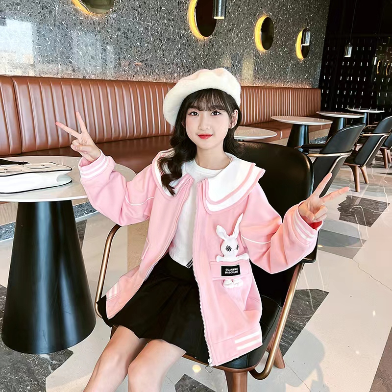 Lemon-tree เสื้อโค้ทกันหนาว เสื้อเบสบอล ลายกระต่าย แนวสตรีท แฟชั่นฤดูใบไม้ผลิ ฤดูใบไม้ร่วง สําหรับเด็กผู้หญิง อายุ 3-15 ปี