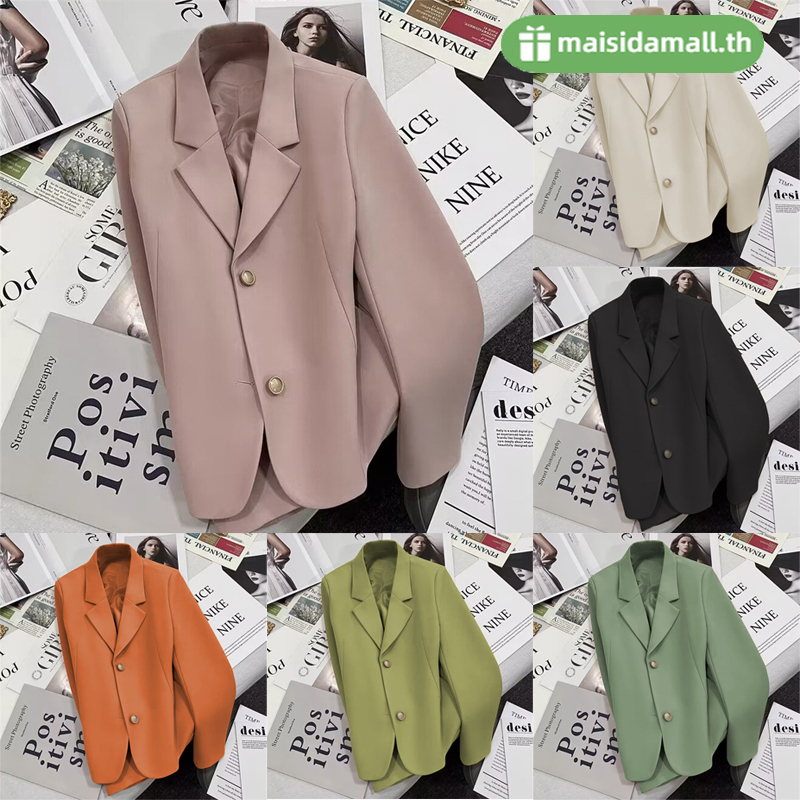 พร้อมส่ง MSD เสื้อแจ็กเก็ตสูทลําลอง สีกากีอ่อน แฟชั่นฤดูใบไม้ร่วง สไตล์เกาหลี สําหรับผู้หญิง