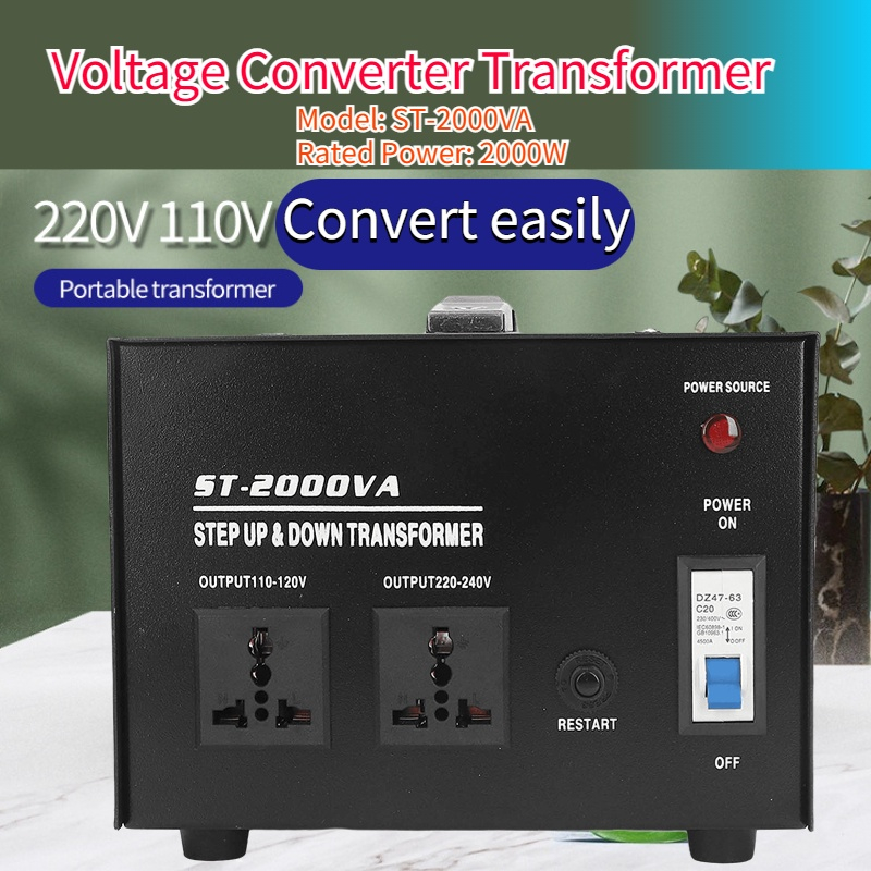 2000W Ac ตัวแปลงแรงดันไฟฟ้า เฟสเดี่ยวหม้อแปลงไฟฟ้า St-2000Va [110V-220V]