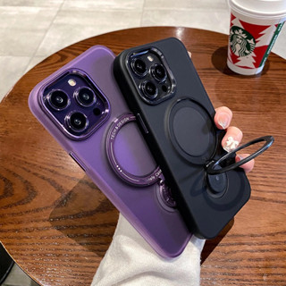 【360° rotatable bracket case】matte acrylic hard case เคส compatible for iPhone 15 pro max case