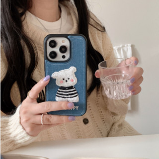 เคสป้องกันโทรศัพท์มือถือ ผ้ายีน ลายการ์ตูนน่ารัก กันกระแทก สําหรับ Apple iPhone11 12 13 14 15 ultra Pro Max