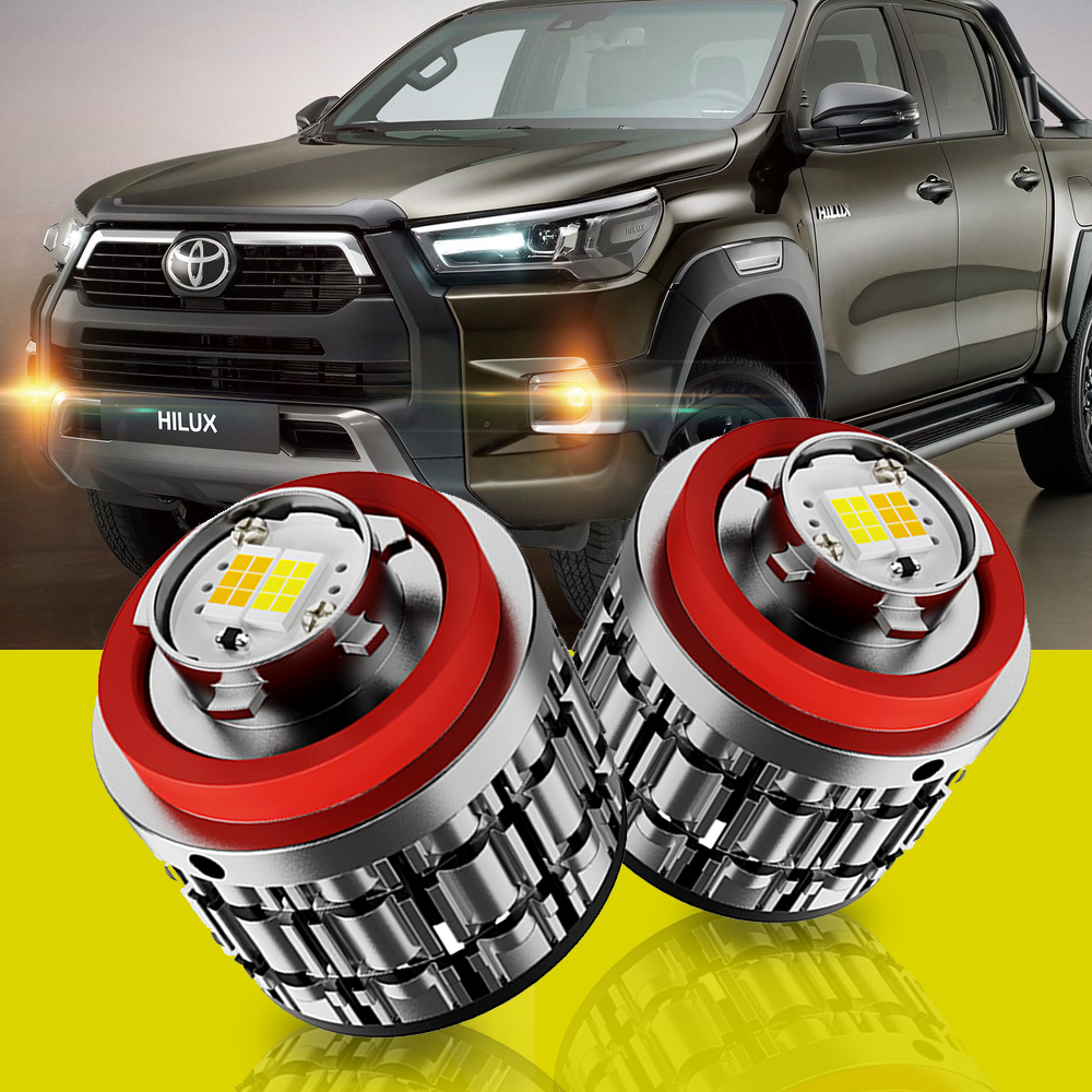 TUFFOO 1 คู่ แบบสองสี L1B หลอดไฟ LED หมอก 80W 20000LM สําหรับ TOYOTA Hilux ปี 2020 - 2025 Hilux Rogue/Revo G/Prerunner/125GUN/GR Sport/Smart Cab/Conquest - สีขาว/สีขาว/สีเหลืองทอง