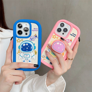 3D กันกระแทก สําหรับ iPhone 14 Pro Max 13 12 11 14Pro 13Pro 12Pro เคสมือถือ Soft TPU Case เคสป้องกัน Cute Cartoon Interstellar Astronaut Bear เปลือกซิลิคอน มีวงเล็บ