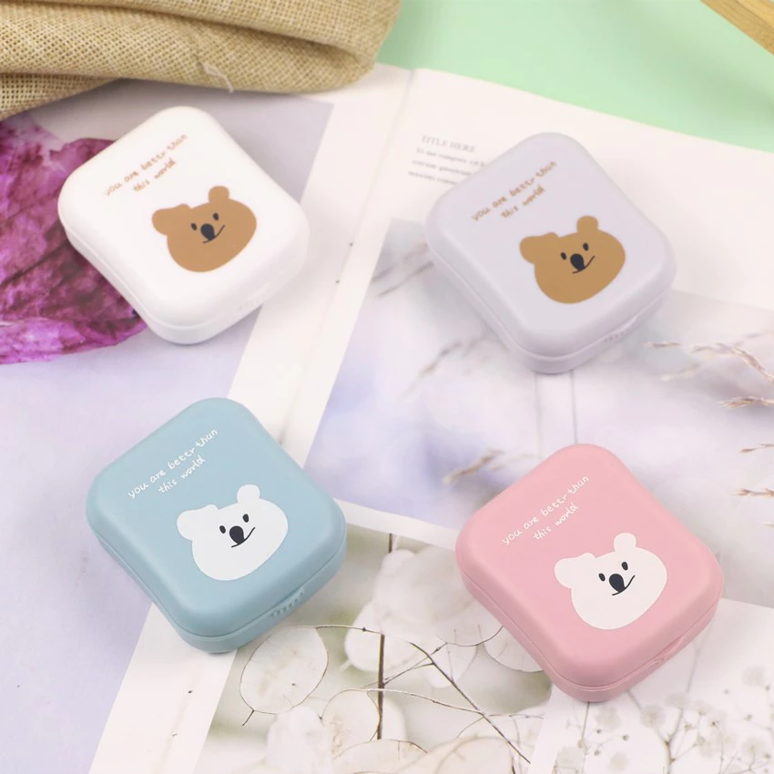 Eyeshare ส่งไวจากไทย กล่องคอนแทคเลนส์ eye contact lenses box ตลับคอนแทค ตลับใส่เลนส์ สีสันสดใส มีกระจก+ที่คีบ+หัวจุ๊บ ขนาด กล่องใส่คอนแทคเ