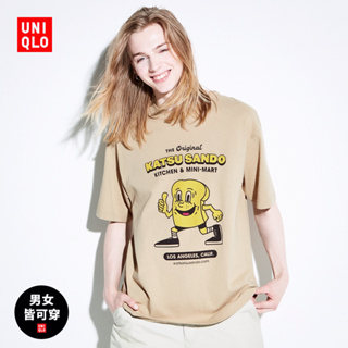 Uniqlo รองเท้าคู่รัก สําหรับผู้ชาย ผู้หญิง (UT) L.A. เสื้อยืด แขนสั้น พิมพ์ลาย EATS 461334