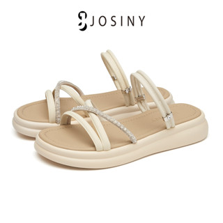 JOSINY ใหม่ รองเท้าแตะชายหาด ส้นแบน แบบผูกเชือก พื้นหนา ใส่สบาย สไตล์โรมัน แฟชั่นฤดูร้อน สําหรับผู้หญิง 2023