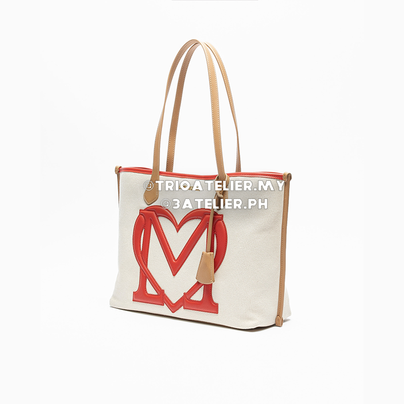 Love MOSCHINO Authentic Sporty Love Appliqué Logo Tote Bag Canvas Shopper Bag 2Color