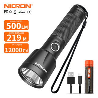 Nicron G71 ไฟฉาย Led 500 ลูเมน ยาวมาก 219 เมตร กันน้ํา ชาร์จ USB สําหรับแบตเตอรี่ 18650
