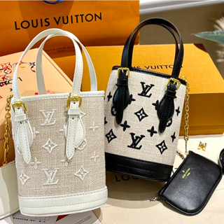 Lv ใหม่ กระเป๋าสาน ทรงบักเก็ต อเนกประสงค์ แฟชั่นยอดนิยม