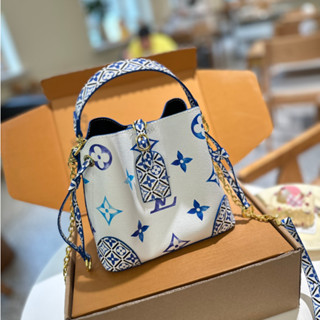 Lv ใหม่ กระเป๋าสะพายไหล่ ทรงบักเก็ต ลําลอง อเนกประสงค์ แฟชั่นอินเทรนด์