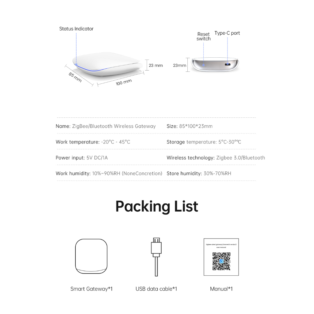 Avatto Tuya ZigBee 3.0 สะพานประตูอัจฉริยะ แบบใช้สาย และไร้สาย สําหรับ Alexa Google Home Assistant