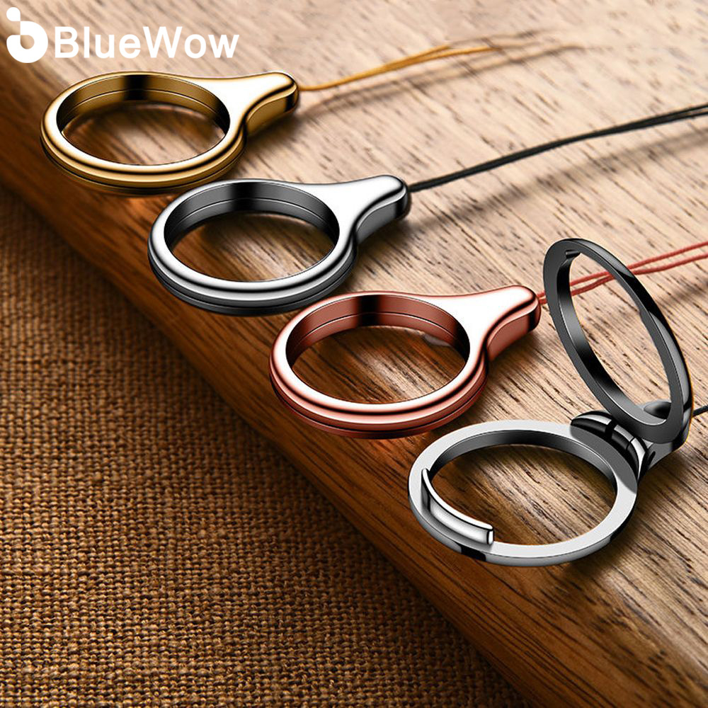 Bluwwow 2 in 1 ที่วางโทรศัพท์มือถือ โลหะ สายคล้อง อุปกรณ์เสริม ตัวยึด แหวนนิ้ว สากล ขาตั้ง หัวเข็มขัดโลหะ