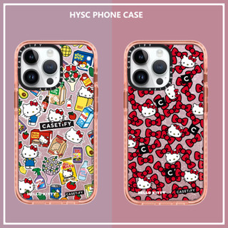 Casetify เคสโทรศัพท์มือถือ กันกระแทก ลายการ์ตูนแมว ประดับโบว์ สีแดง สําหรับ iPhone 15 ProMax 15Pro 14 ProMax 14 Pro 13 ProMax 12 Pro Max 11 ProMax