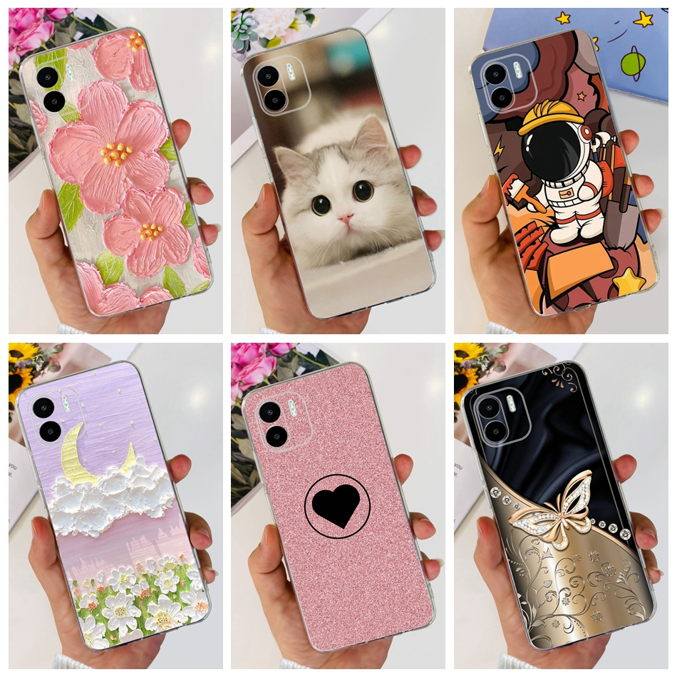 Xiaomi Redmi A1 A1+ A2 A2+ 2023 เคสโทรศัพท์ซิลิโคน TPU แบบนิ่ม ลายดอกไม้ แมวน่ารัก RedmiA1 RedmiA2 Plus