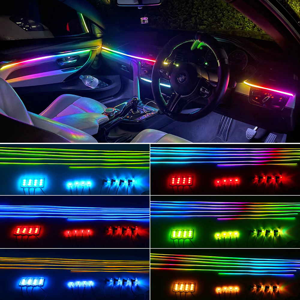 แถบไฟ led RGB อะคริลิค ควบคุมผ่านแอป สําหรับตกแต่งรถยนต์