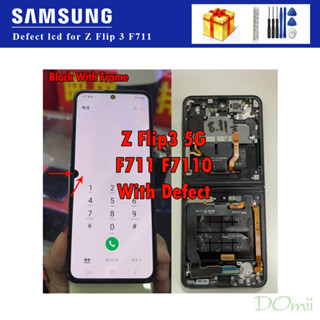 อะไหล่หน้าจอสัมผัส LCD พร้อมกรอบ สีดํา สําหรับ Samsung Galaxy Z Flip 3 SM-F711U F711B F7110