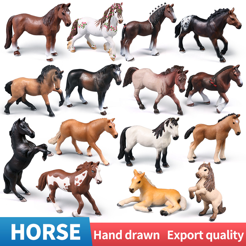 โมเดลฟิกเกอร์สัตว์ปีก ม้า ม้า Clydesdale Hanoverian Appaloosa คุณภาพสูง ของเล่นเสริมการเรียนรู้ สําหรับเด็ก