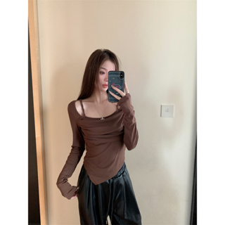 Sharon Fake Two Piece Woven Thick Rope Design for a Slim Flare Long Sleeve T-shirt for Women