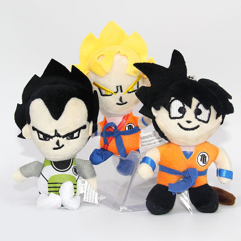 พวงกุญแจ จี้ตุ๊กตาการ์ตูน Dragon Ball Z Son Goku Vegeta Super Saiyan ขนาด 10 ซม. ของเล่นสําหรับเด็ก