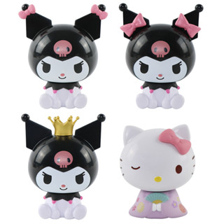 SANRIO โมเดลฟิกเกอร์ PVC รูปการ์ตูนอนิเมะ Kuromi Hello Kitty Kawaii น่ารัก ของขวัญ สําหรับตกแต่งเค้ก จํานวน 4 ชิ้น ต่อชุด