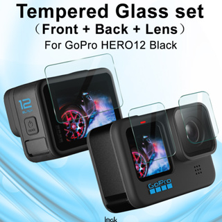 Imak GoPro HERO12 Black ฟิล์มกันรอยด้านหลัง แบบเต็ม สีดํา คุณภาพสูง กาวเต็มจอ ฟิล์มกันรอยหน้าจอ + ฟิล์มด้านหลัง + ฟิล์มเลนส์