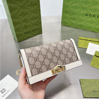 Gucci ใหม่ กระเป๋าสะพายไหล่ สายโซ่คล้อง อเนกประสงค์ แฟชั่นยอดนิยม สไตล์เรโทร