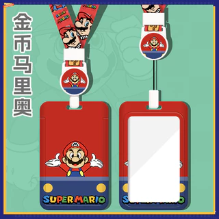Mario Hard Shell Multifunctional Retractable Long Rope Card Holder Easy Pull Buckle Anti-Lost Protective Case Bag Charm ABS ID