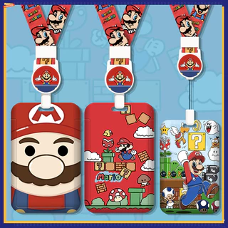 Mario Hard Shell Multifunctional Retractable Long Rope Card Holder Easy Pull Buckle Anti-Lost Protective Case Bag Charm ABS ID