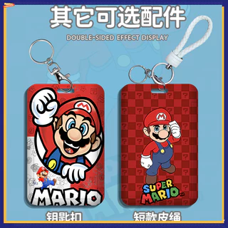 Mario Hard Shell Multifunctional Retractable Long Rope Card Holder Easy Pull Buckle Anti-Lost Protective Case Bag Charm ABS ID